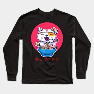 Neko Ramen, cat eating Ramen Long Sleeve T-Shirt